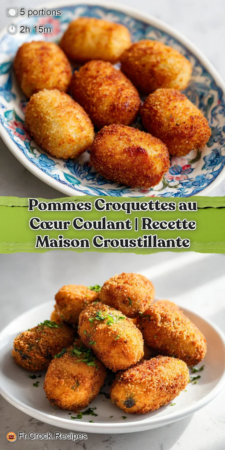 Close-up of a crisp, golden-brown potato croquette, showing a hint of molten interior texture.