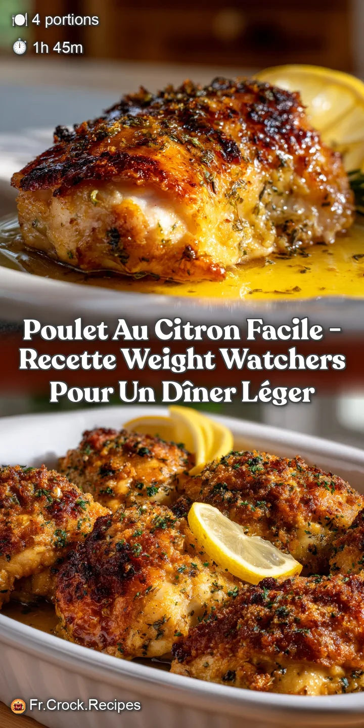 Poulet au Citron Facile - Recette Weight Watchers pour un D&icirc;ner L&eacute;ger