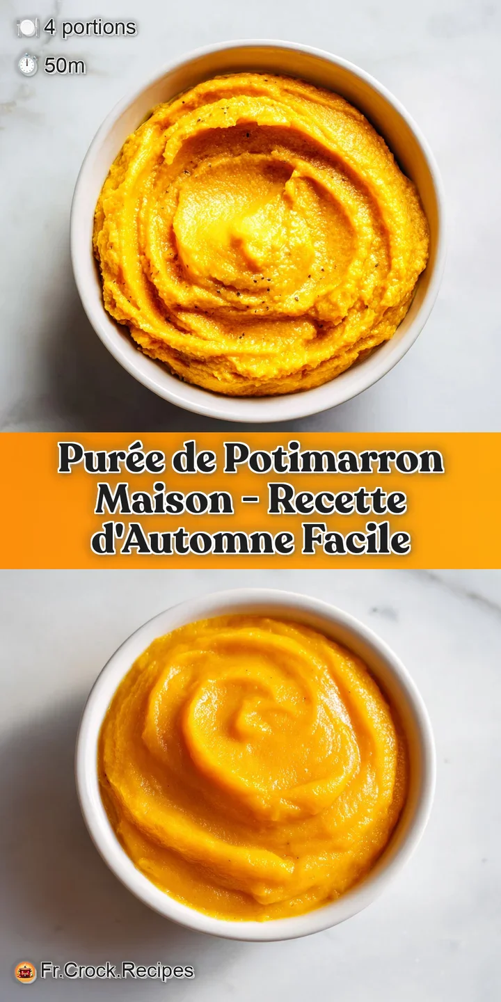 Close-up of velvety, deep orange potimarron pur&eacute;e. Visible steam rises, enticing viewers with its comforting, warm essence...