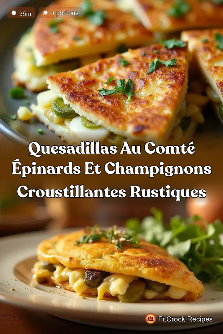 Quesadillas au Comt&eacute; &Eacute;pinards et Champignons Croustillantes Rustiques