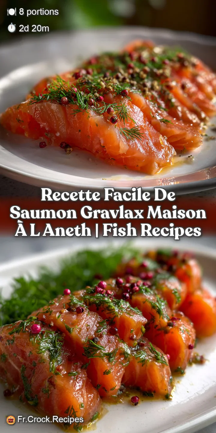 Close-up view of cured salmon gravlax with a delicate, oily sheen. The vibrant pink flesh contrasts with the bright green ...