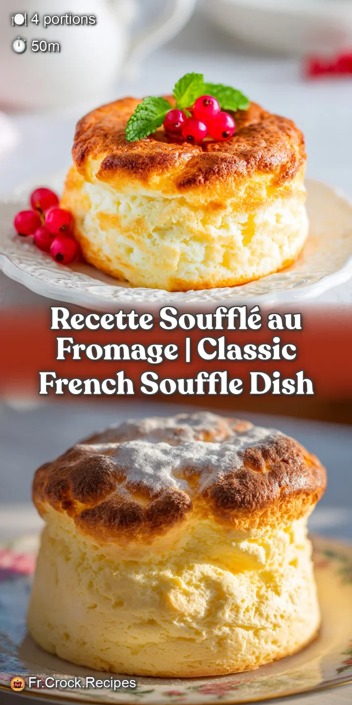 Close-up of a fluffy, pale yellow cheese souffl&eacute; with a tender, slightly crisp exterior.