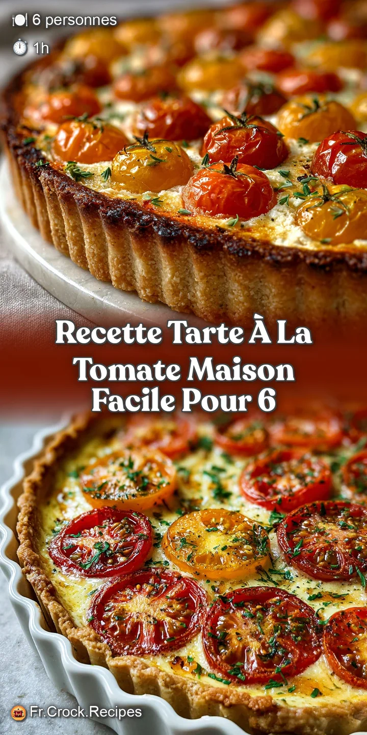 Close-up of tomato tart, highlighting blistered crust, glistening tomatoes, and aromatic herbs. Inviting warmth emanates f...
