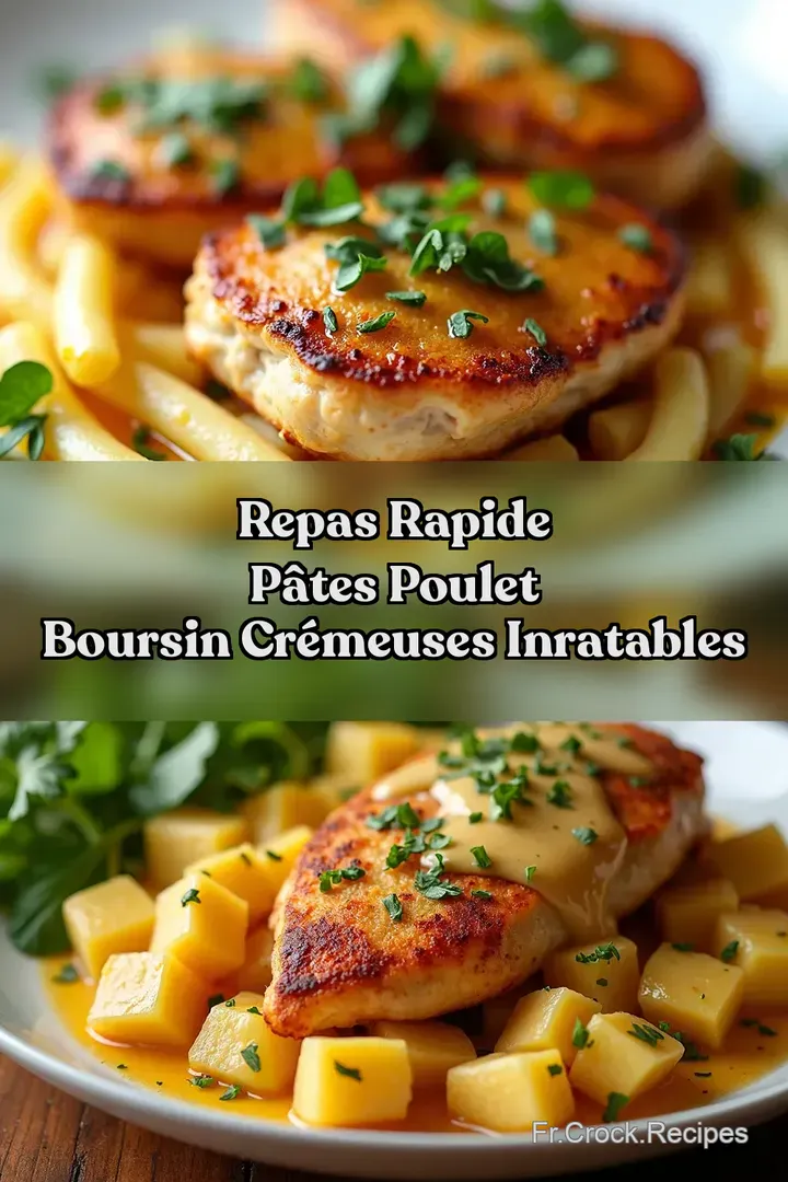 Repas Rapide P&acirc;tes Poulet Boursin Cr&eacute;meuses Inratables