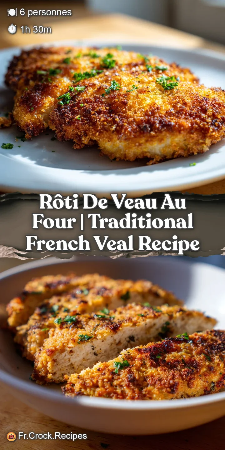 A close-up reveals the juicy, pink interior of the roasted veal, with a perfectly browned exterior and flecks of herbs cli...