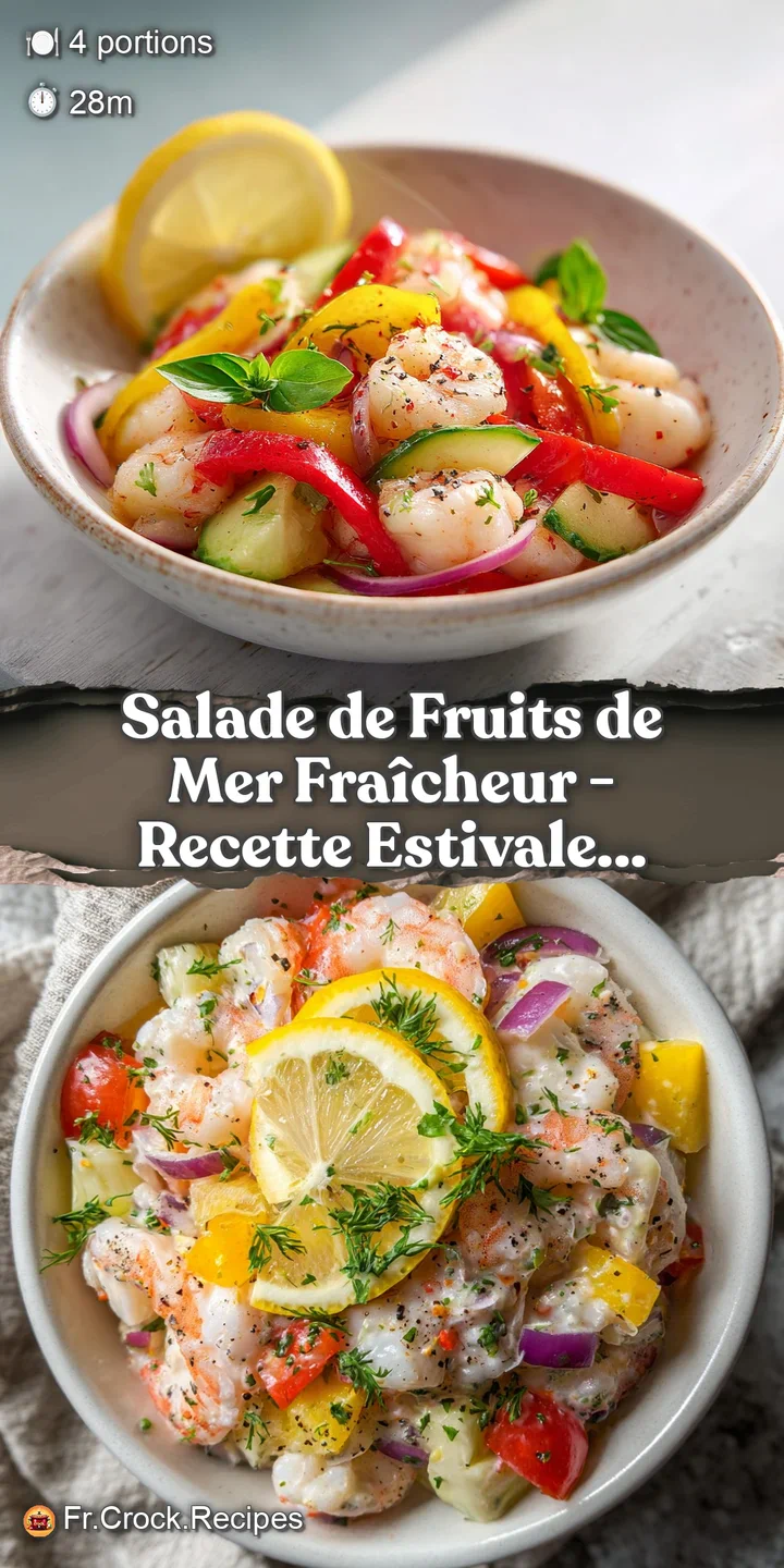 Close-up of glistening calamari rings and tender shrimp in a bright, herb-flecked dressing.