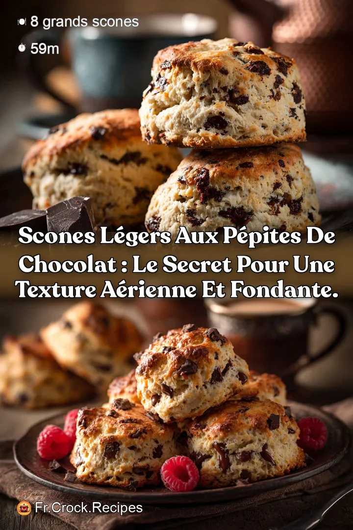 Scones L&eacute;gers aux P&eacute;pites de Chocolat : Le Secret pour une texture A&eacute;rienne et Fondante.