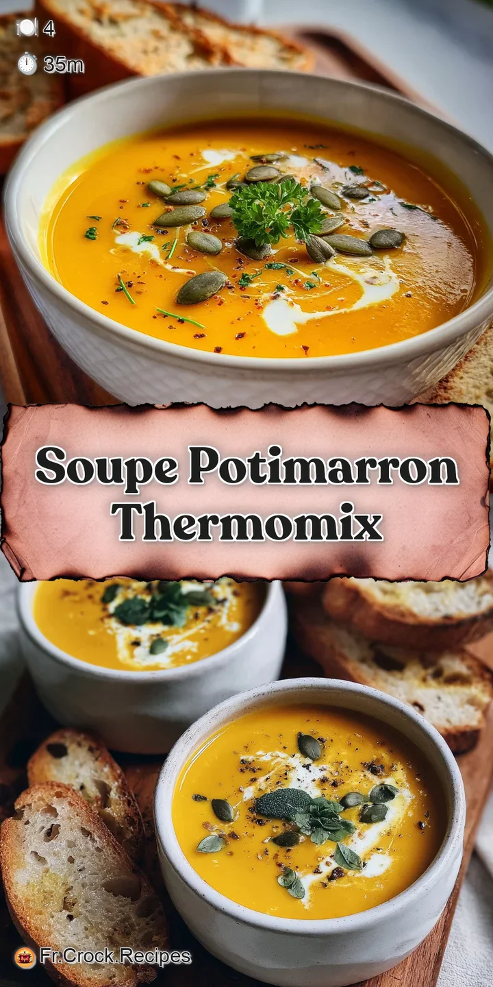 Close-up of velvety smooth pumpkin soup, showcasing its rich orange hue. Steaming and topped with fresh herbs, creating a ...