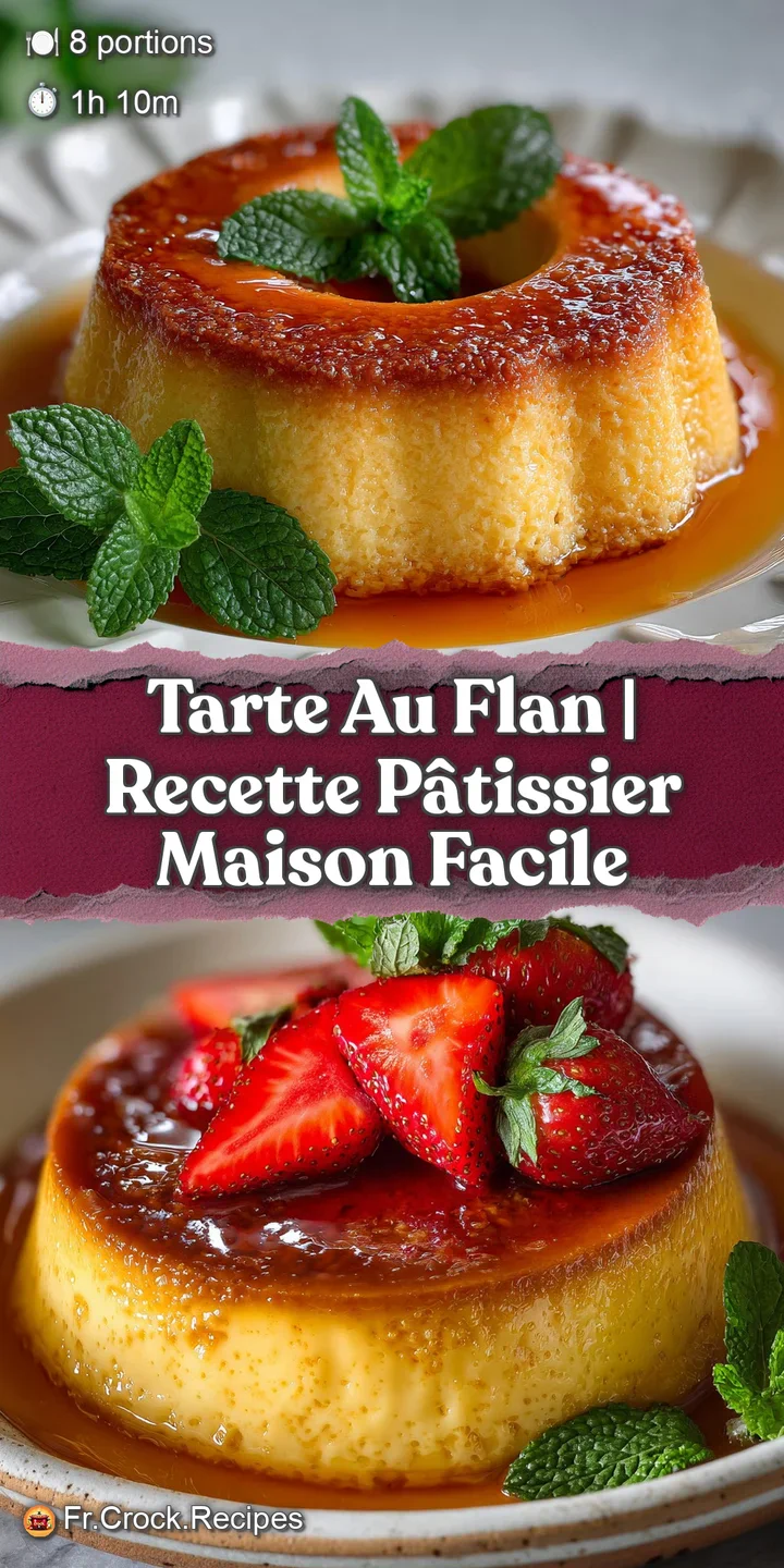 Close-up of a creamy, pale-yellow custard tart with gentle browning. Focus on the smooth texture and flaky pastry edge.