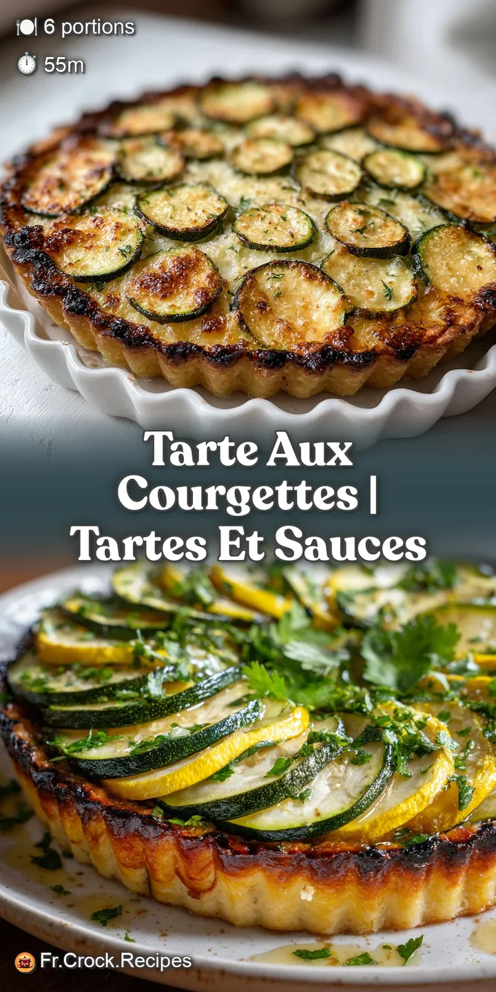 Close-up of a warm zucchini tart; crisp, golden crust and tender zucchini, a delightful savory pastry.