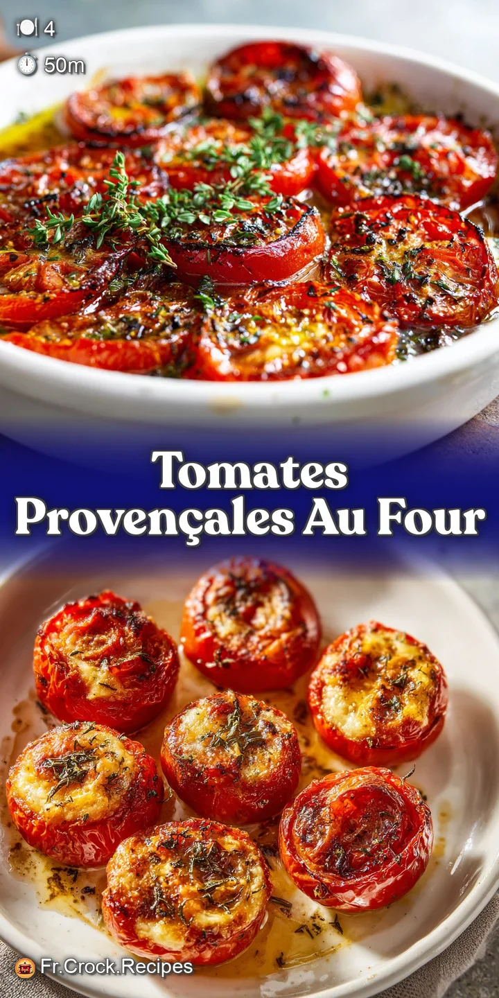 Close-up of a juicy, roasted tomato Proven&ccedil;al, skin slightly wrinkled and bursting with herby, savory goodness. Inviting w...
