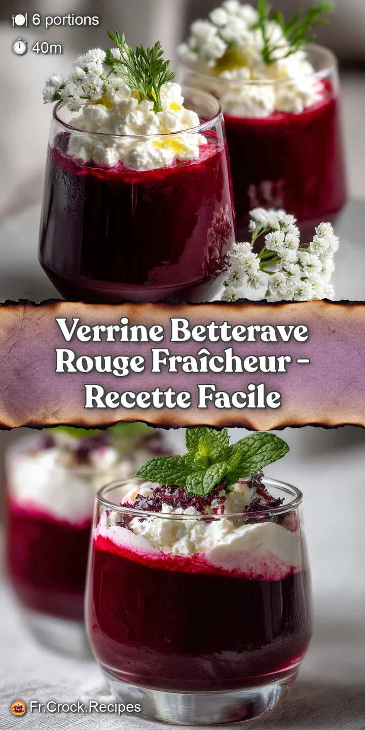 Close-up of a layered beet verrine. Intense red beet, creamy white, smooth surface. A modern, fresh, visually appealing de...