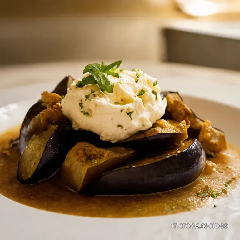 Aubergines Confites Au Vinaigre Balsamique Et Burrata presentation