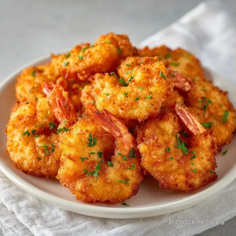 Pile de beignets bien dor&eacute;s sur une assiette blanche, d&eacute;cor&eacute;e d'un brin de persil vert et d'une sauce cr&eacute;meuse.