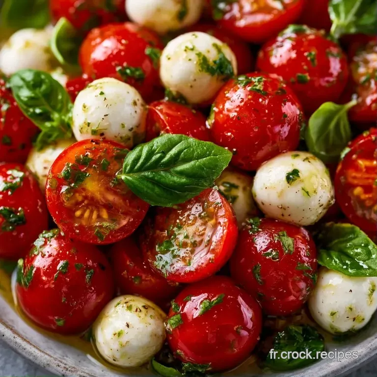 Bouch&eacute;es color&eacute;es rouges et blanches dispos&eacute;es avec soin sur une assiette blanche, brillantes de gouttes d'huile d'olive.