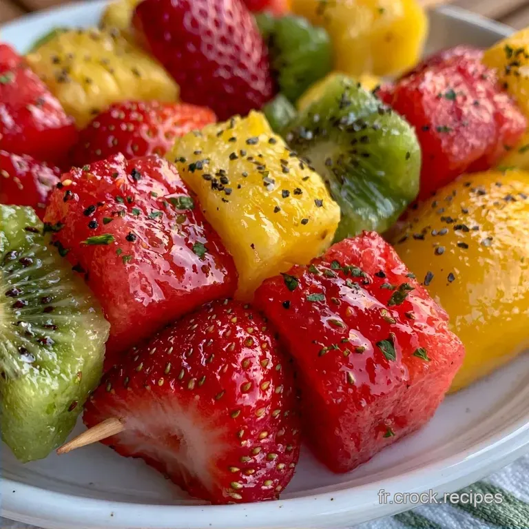 Brochettes De Fruits D &Eacute;t&eacute; &Agrave; La Past&egrave;que Et Mangue