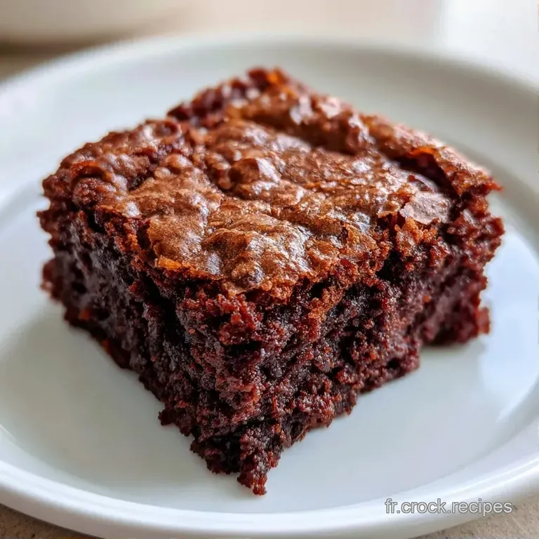 Une part de g&acirc;teau sombre et dense sur une assiette blanche, accompagn&eacute;e d'un voile de sucre glace et de fruits rouges.