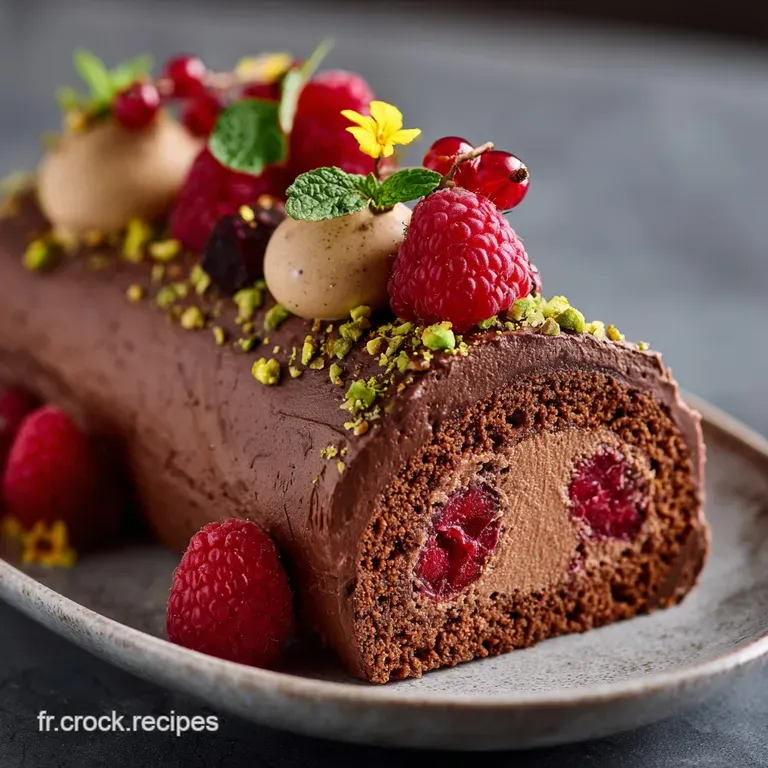 B&ucirc;che Framboise Chocolat Intense Mousse L&eacute;g&egrave;re Et Insert Acidul&eacute; presentation