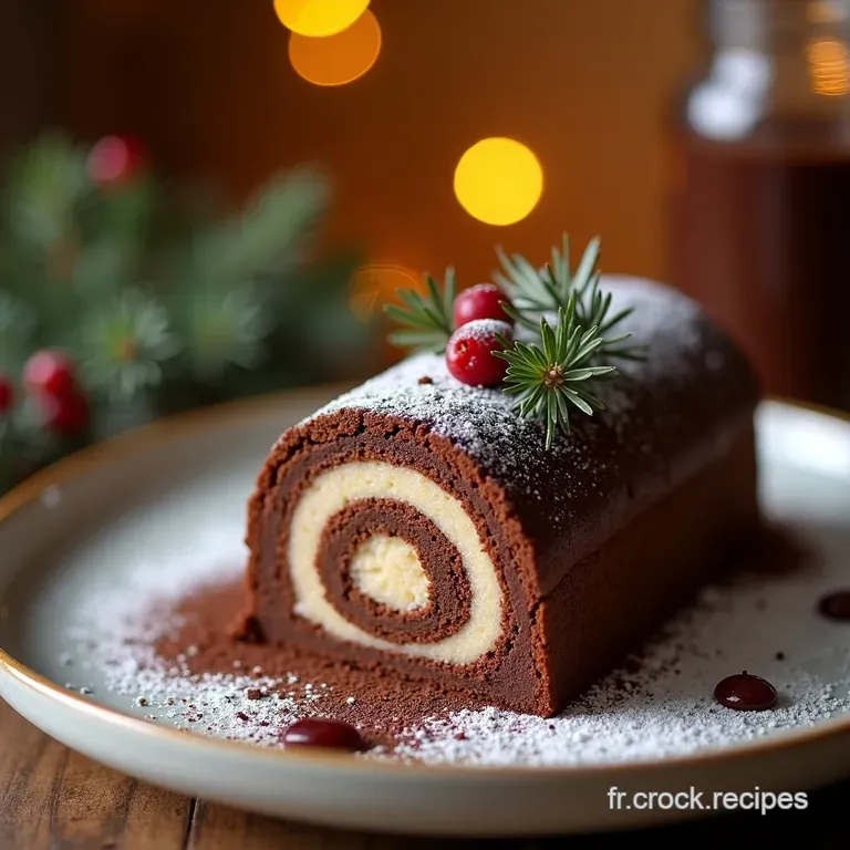 La B&ucirc;che De No&euml;l For&ecirc;t Enchant&eacute;e Biscuit Roul&eacute; Au Cacao Intense Et Sa Mousse Noisettechocolat presentation