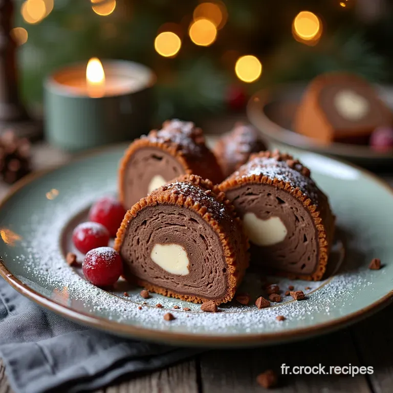 La B&ucirc;che de No&euml;l For&ecirc;t Enchant&eacute;e Biscuit Roul&eacute; au Cacao Intense et sa Mousse NoisetteChocolat