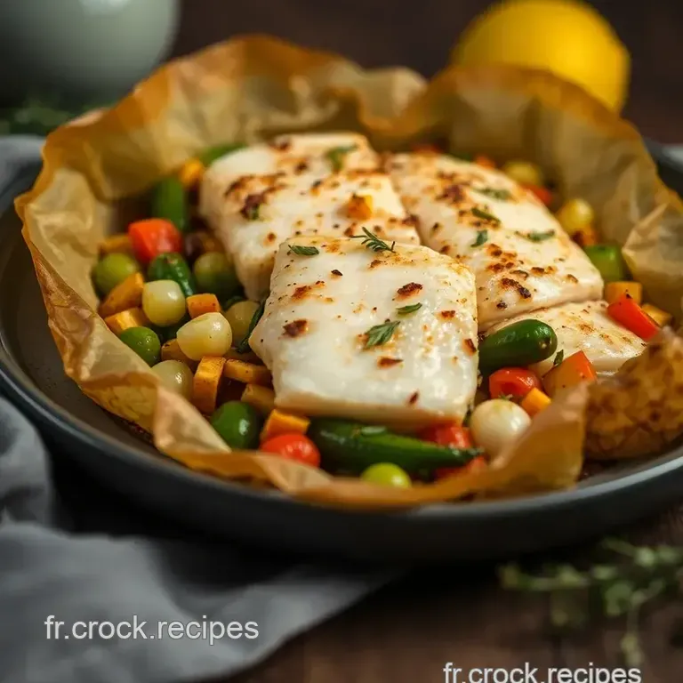 Cabillaud En Papillote Aux Aromates Et L&eacute;gumes Croquants presentation