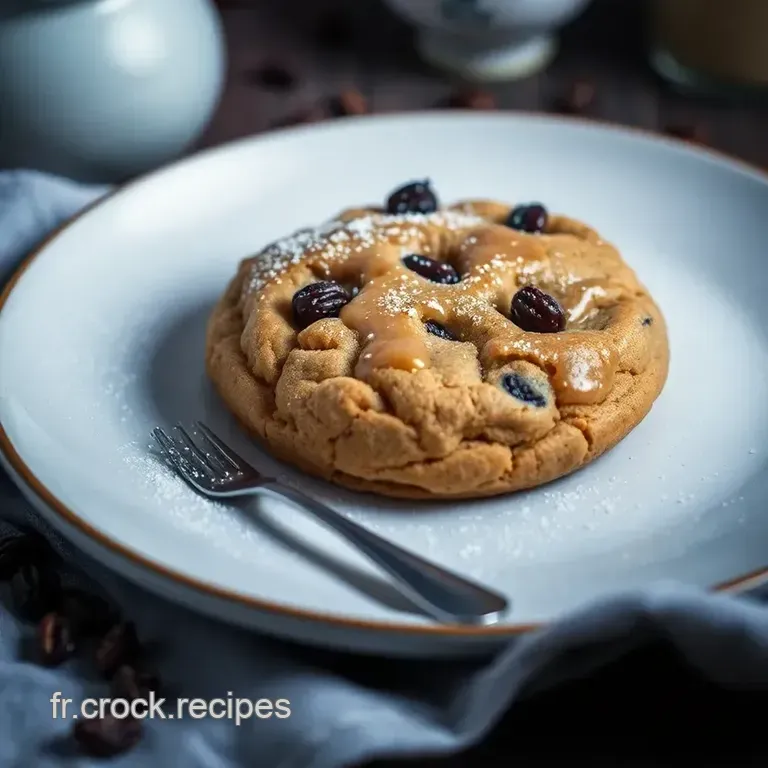Cookie G&eacute;ant Gourmand : Raisins Mac&eacute;r&eacute;s Et Caramel Beurre Sal&eacute; Au Caf&eacute; presentation