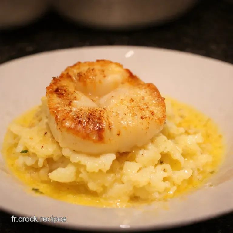 Coquilles Saintjacques Gratin&eacute;es &Agrave; La Cr&egrave;me De Safran Et Crumble De Noisettes presentation