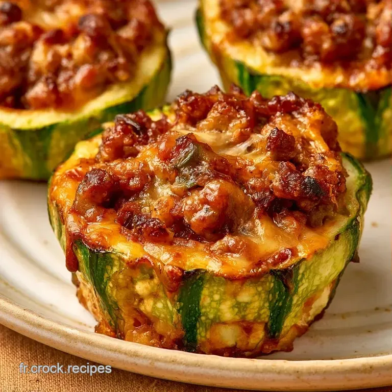 Deux demi-courgettes fondantes pos&eacute;es sur une assiette blanche, d&eacute;cor&eacute;es de persil frais et d'un filet d'huile.
