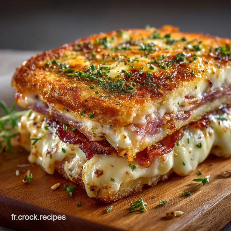 Le Croque Bacon Emmental Gratin&eacute; Lauthentique R&eacute;confort Du Bistro presentation