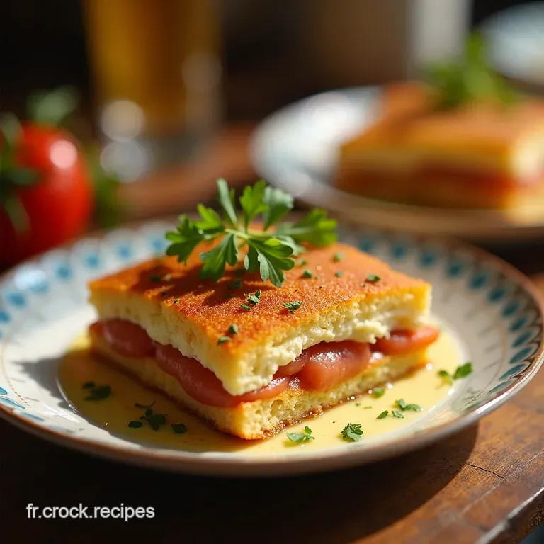 Croquemonsieur Au Four the Ultimate Baked Ham Cheese Sandwich presentation