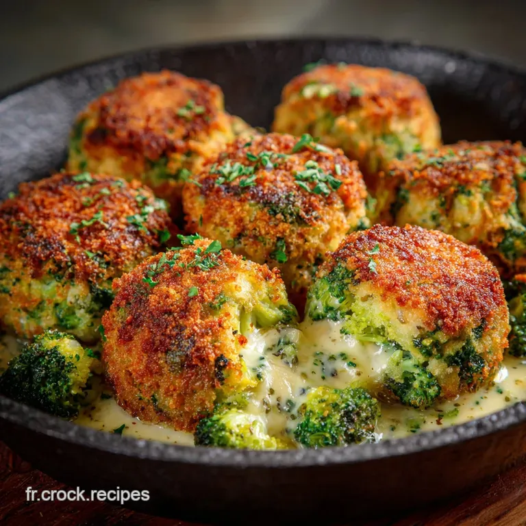 Croquettes De Brocoli Au C&oelig;ur Coulant De Trois Fromages presentation