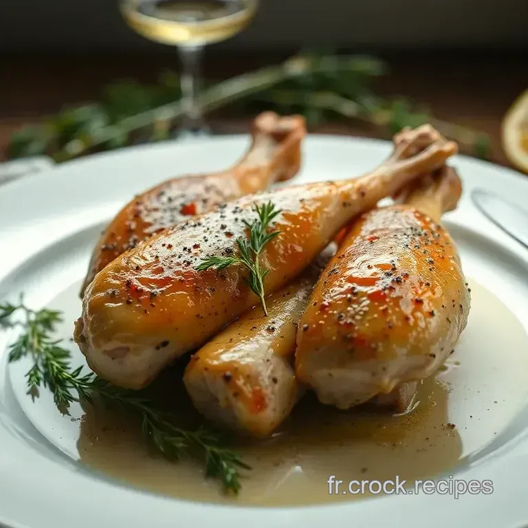 Cuisse de pintade r&ocirc;tie au vin blanc et aux herbes