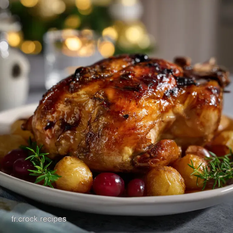 Elegant plate featuring tender turkey slices, creamy chestnut pur&eacute;e, and a sprig of fresh rosemary. Textures of soft and c...
