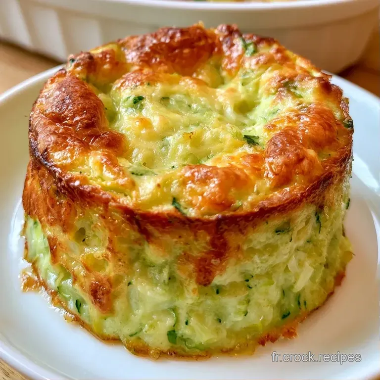 Tranche de pr&eacute;paration fondante vert p&acirc;le sur assiette blanche, orn&eacute;e d'un brin de persil et d'huile d'olive.