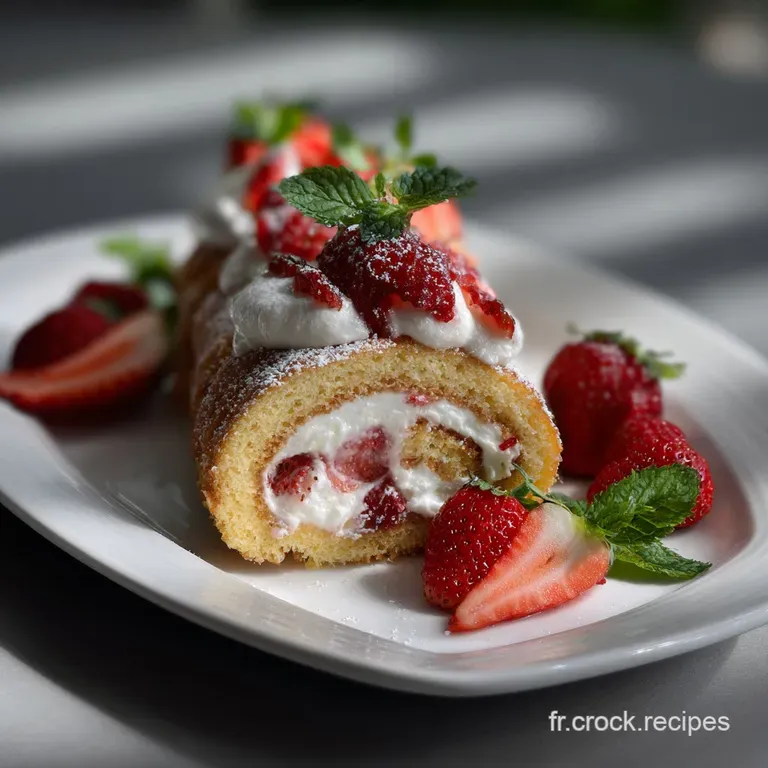 G&acirc;teau Roul&eacute; L&eacute;ger aux Fraises Plat : La Recette Facile