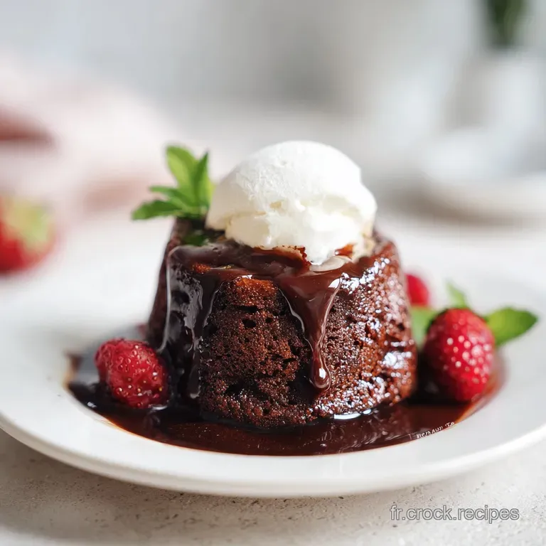 Slice of rich chocolate cake artfully plated, topped with a dollop of whipped cream and a raspberry.