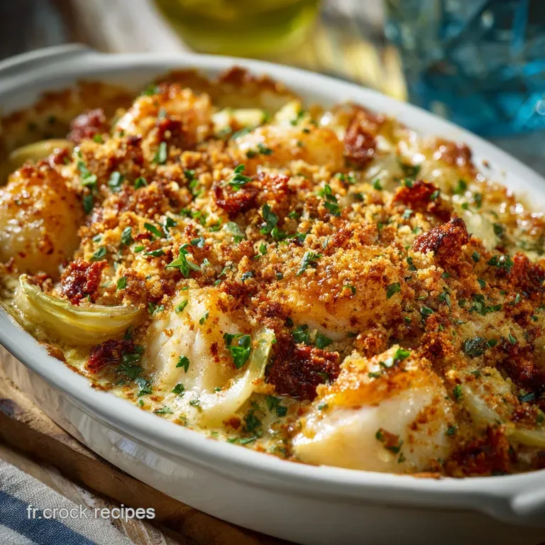 Gratin De Cabillaud Poireaux Et Crumble De Chorizo La Version Onctueuse Et Piquante presentation