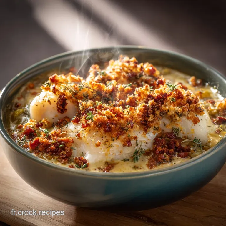 Gratin de cabillaud poireaux et crumble de chorizo la version onctueuse et piquante