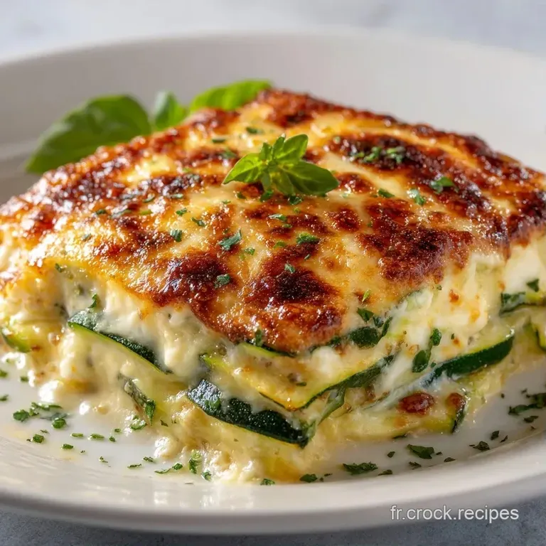 Part de l&eacute;gumes verts et fromage cr&eacute;meux bien dor&eacute;, dress&eacute;e avec soin dans une assiette blanche et &eacute;pur&eacute;e.