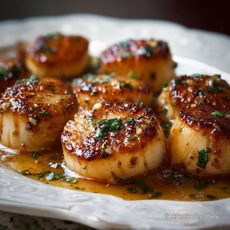 Perfectly caramelized scallops, plump and juicy, resting on a bed of bright green parsley and a glistening pool of butter ...