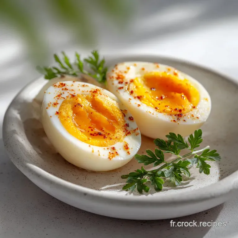 Elevated view of a soft boiled egg in a silver egg cup, topped with fresh herbs, presented on a linen napkin.