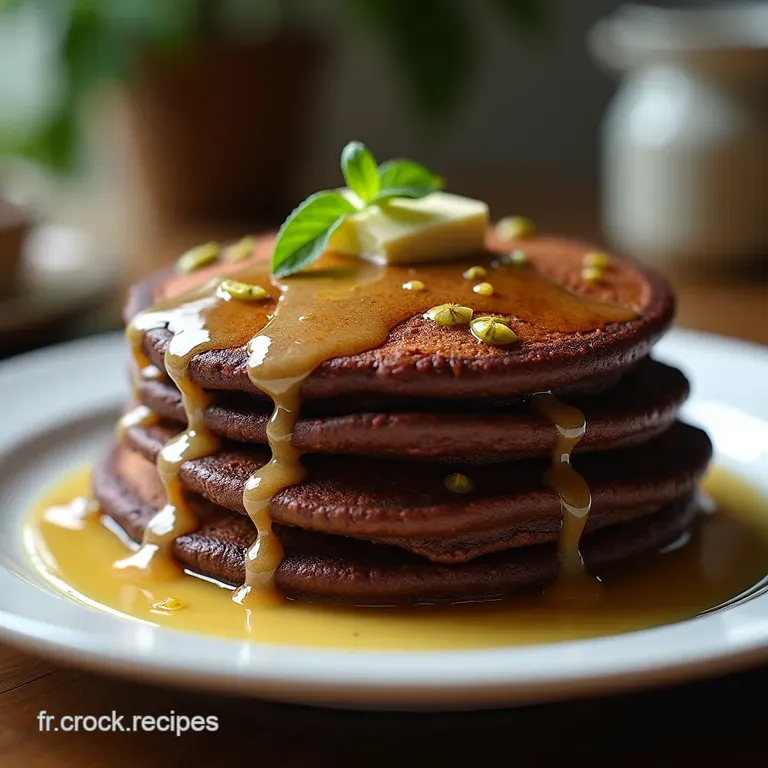 Les Pancakes Moelleux Cacao Intense aux &eacute;clats de Pistache de Bronte