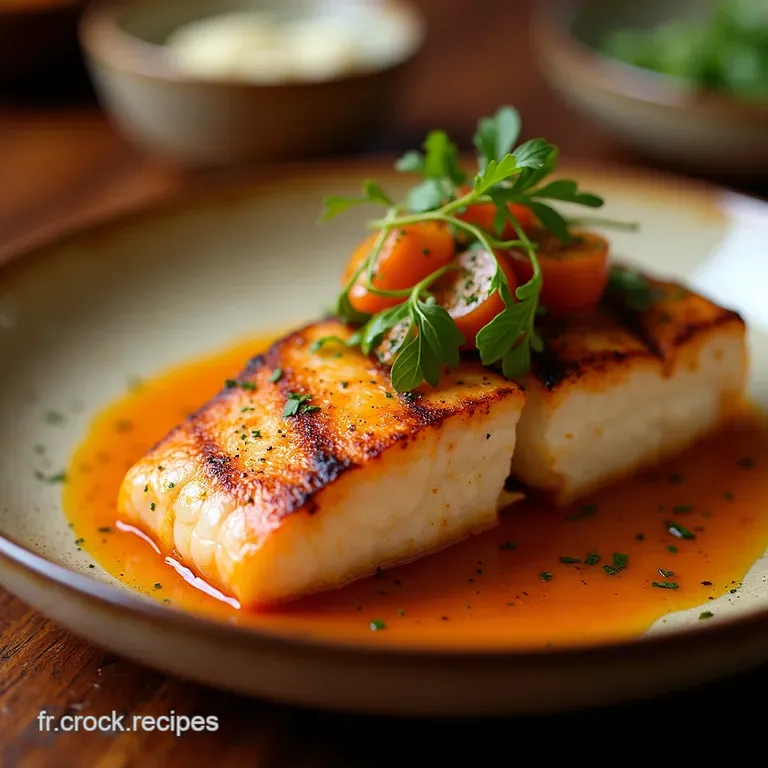 Pav&eacute; De Saumon Grill&eacute; Sauce &Eacute;chalotes Fondantes presentation