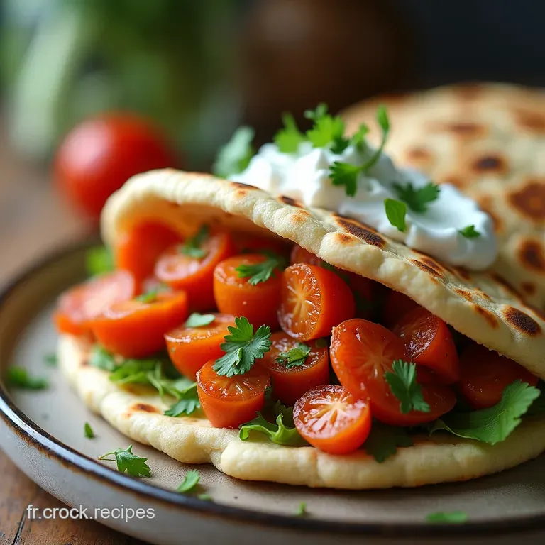 Pita Maison Moelleux aux L&eacute;gumes du Soleil R&ocirc;tis et Sa Touche de Tzatziki Fra&icirc;cheur