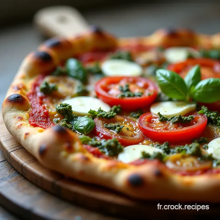 Pizza Rustique au Pesto Frais Tomates Confites et Mozzarella di Bufala
