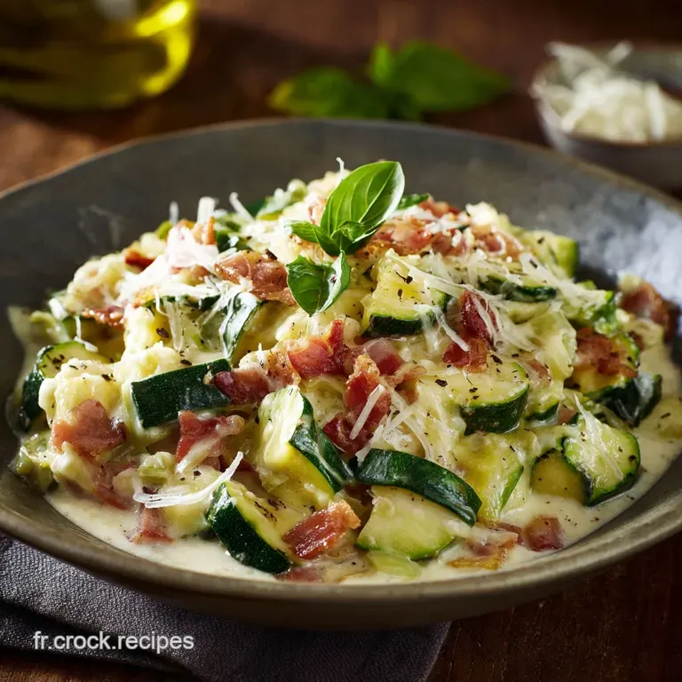 Po&ecirc;l&eacute;e De Courgettes &Agrave; La Carbonara : Le Classique Italien Fa&ccedil;on V&eacute;g&eacute;tale presentation