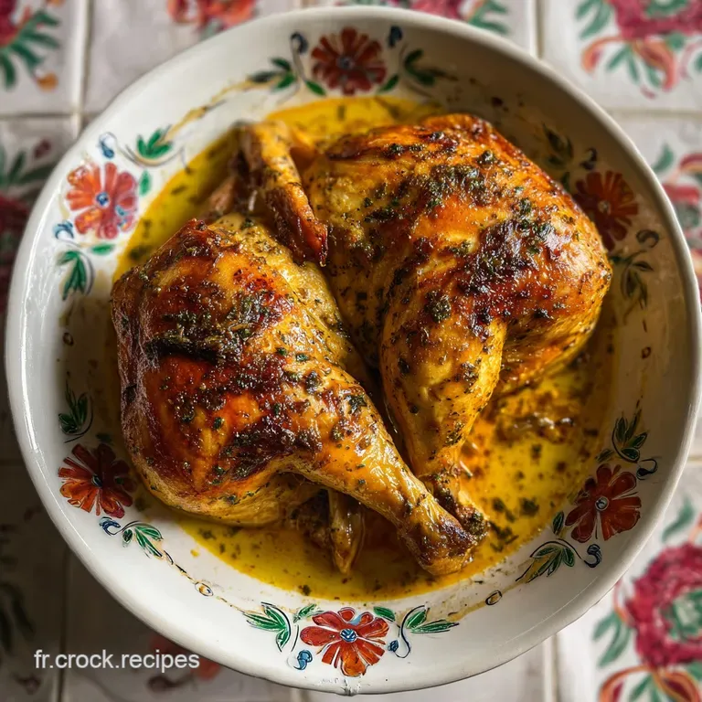 Elegant plate of tender chicken in a bright, savory sauce, garnished with fresh parsley and served alongside creamy polenta.