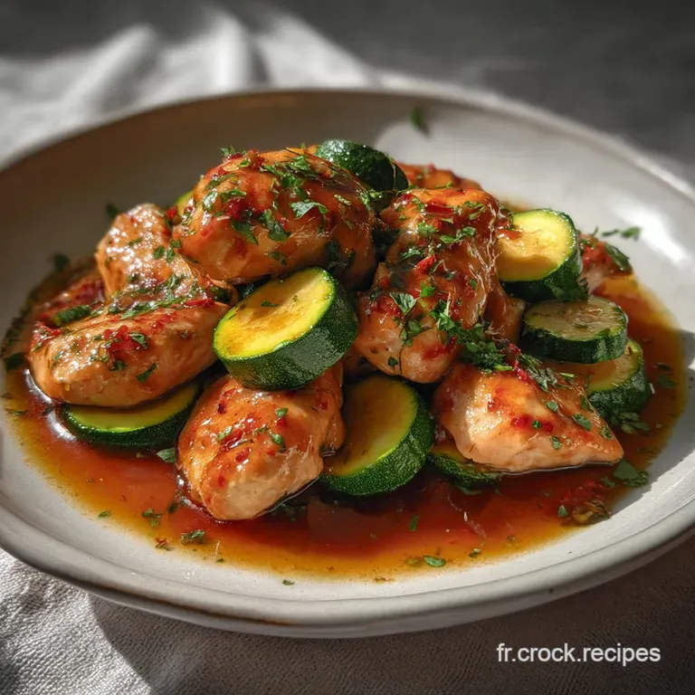 Elegant serving of the stew, a swirl of cream atop, sprigs of green herbs add freshness, with a rustic bread slice, promis...