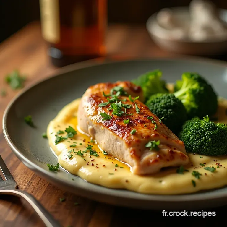 Poulet Fermier &Agrave; La Cr&egrave;me Fine Aux Ar&ocirc;mes Dail Et Ses Fleurettes De Brocoli Croquantes presentation