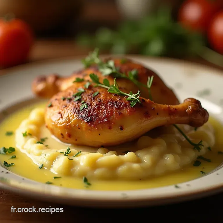 Le Poulet R&ecirc;veur &Agrave; La Cr&egrave;me Fine Et Sa Pur&eacute;e De Pommes De Terre Velout&eacute;e presentation